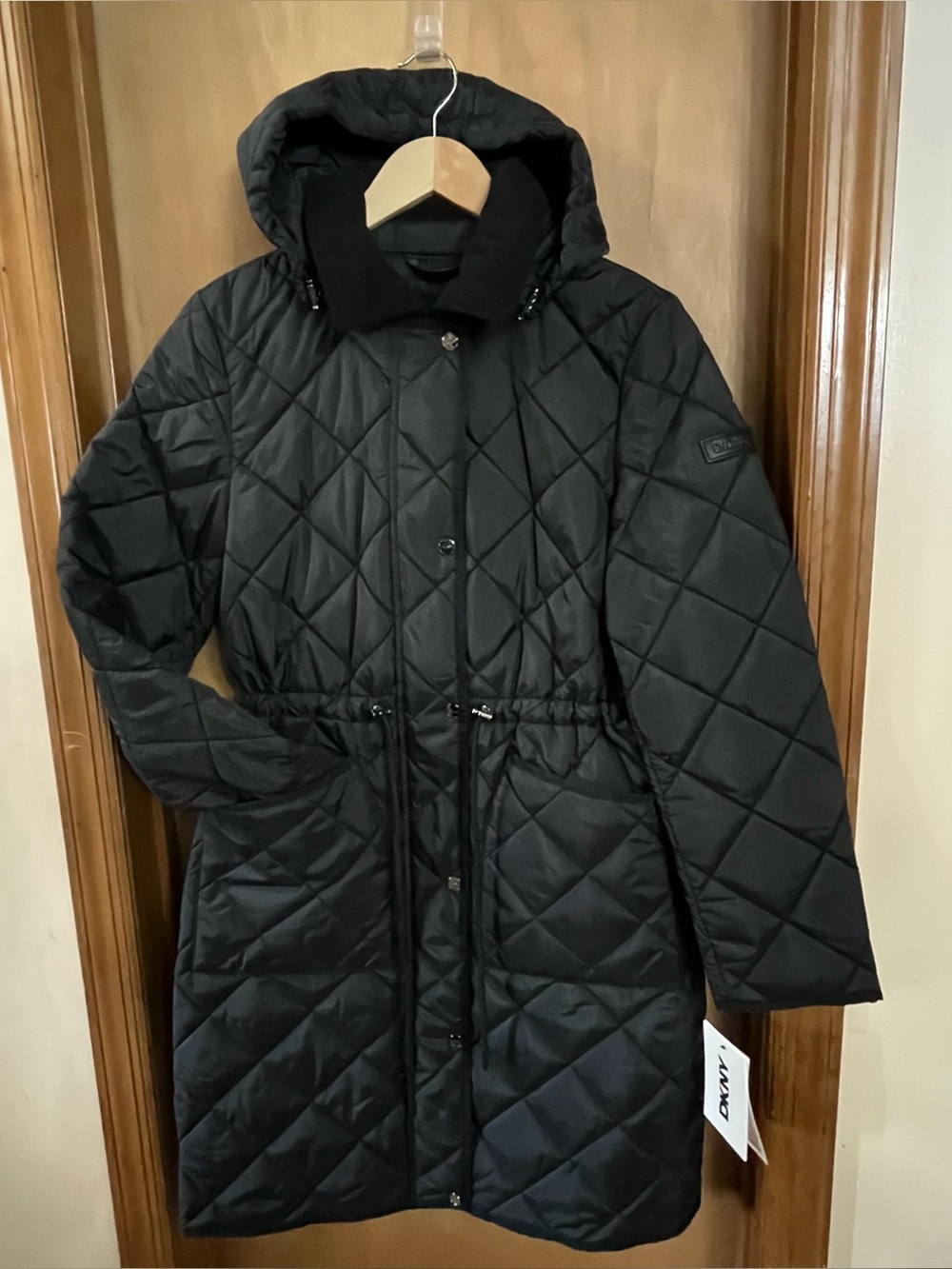 Women's XS DKNY Black Quilted Coat NWT
